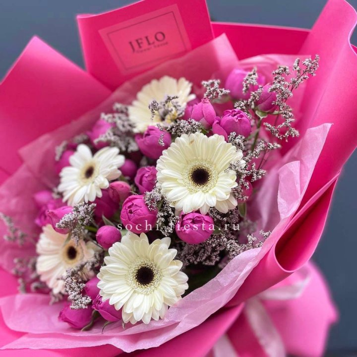 Букет гербер и мисти бабблс  в Краснодаре