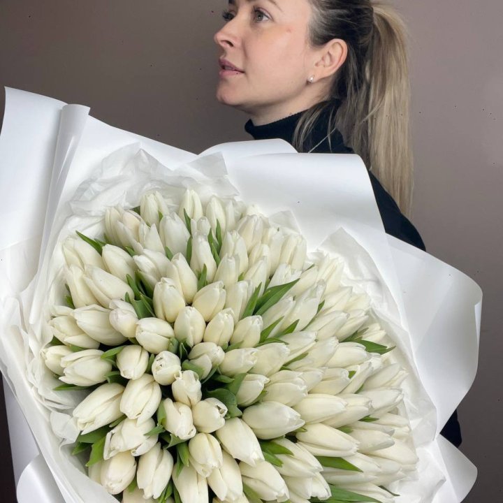 101 белый тюльпан №2 в Краснодаре