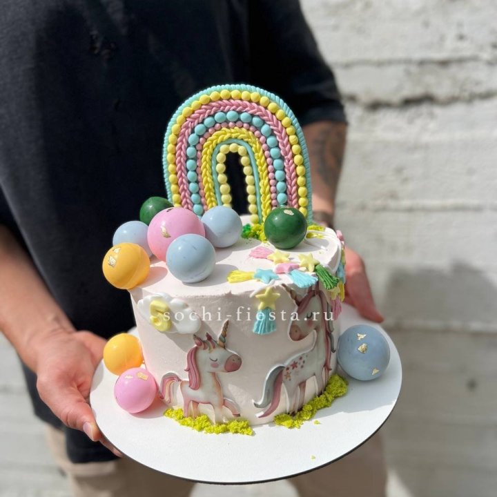 Торт "Радуга с единорогом" в Краснодаре
