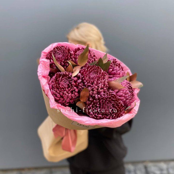 7 Хризантем Бигуди в золоте в Краснодаре