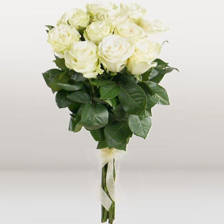 11 белых голландских роз в Краснодаре