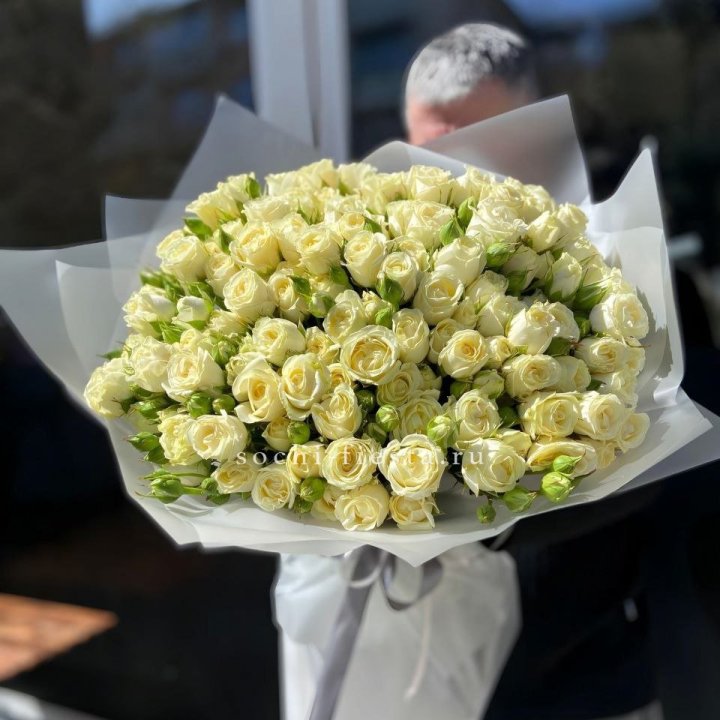 Белые кустовые розы 31 шт в Краснодаре