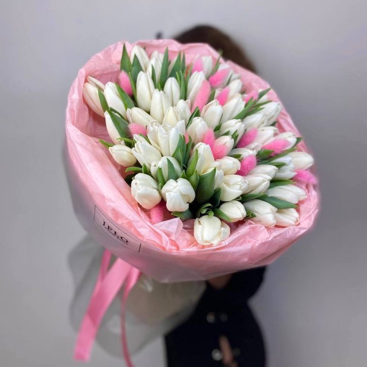 51 белый тюльпан "Рози" в Краснодаре