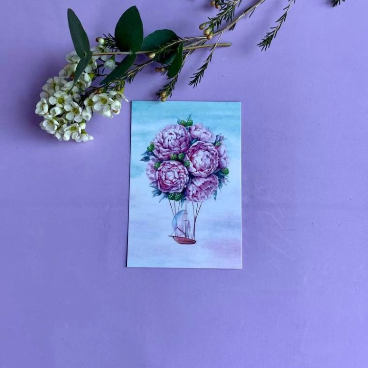 Открытка к букету "Пион" в Краснодаре