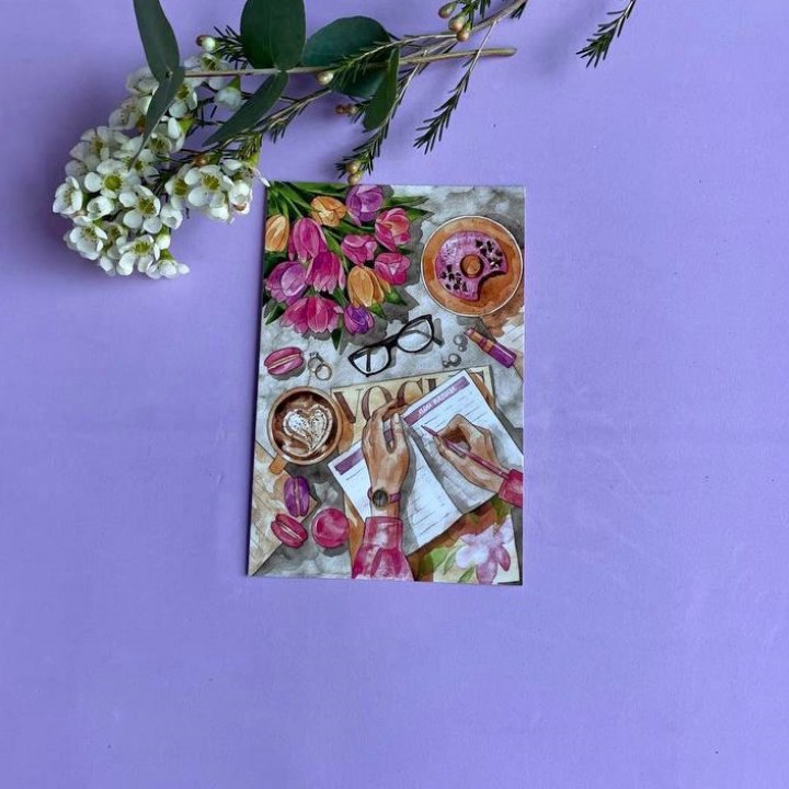 Открытка к букету "Леди на работе" в Краснодаре