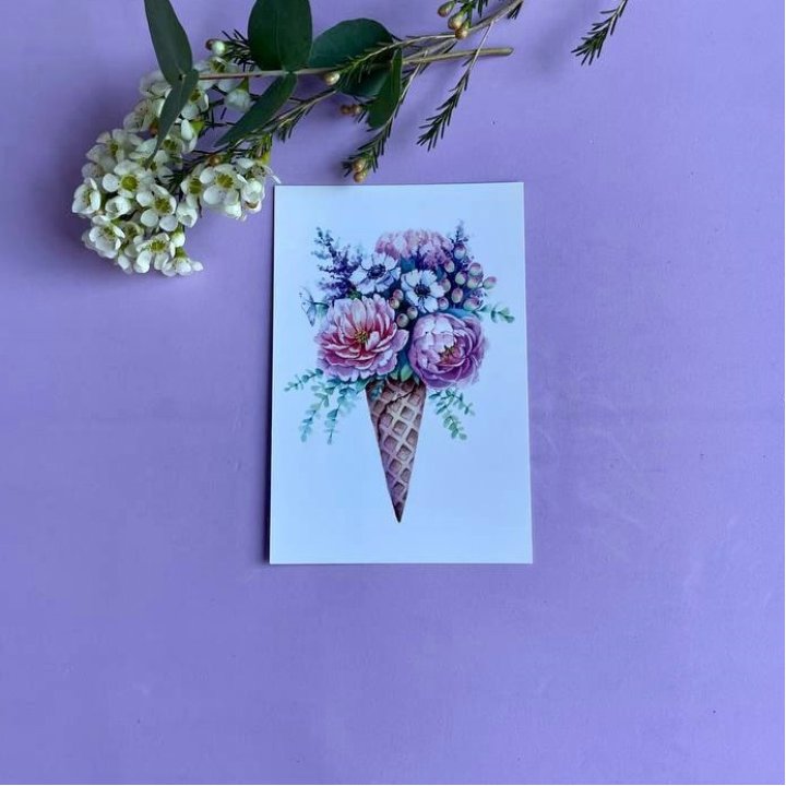 Открытка к букету "Цветочно-кремовый" в Краснодаре