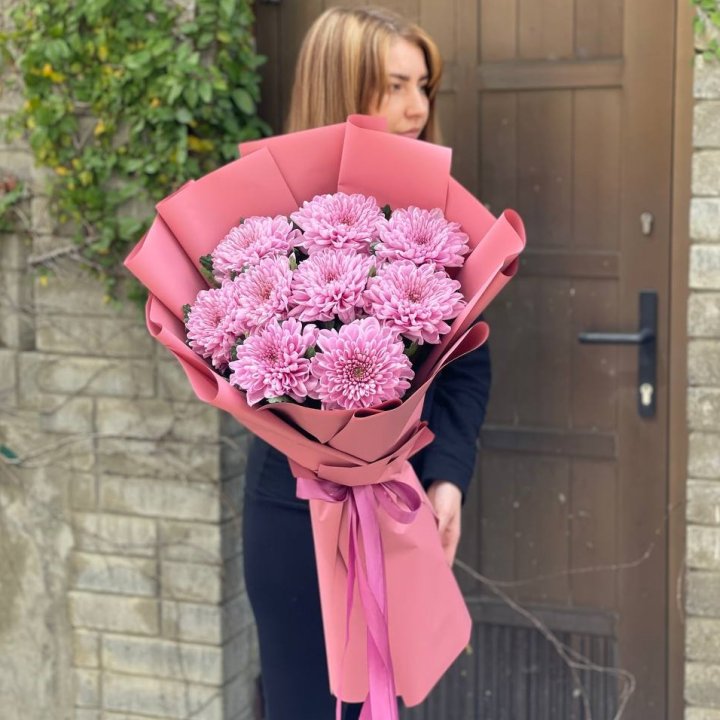 Букет хризантем розовый в Краснодаре
