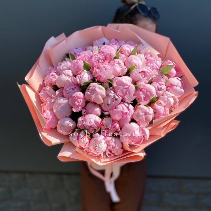 Нежный букет 51 пионов  в Краснодаре