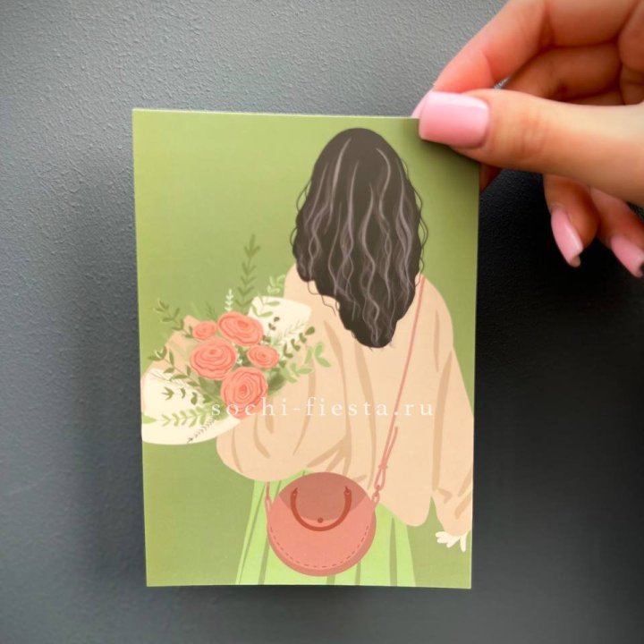 Открытка к букету "Потрясающая девушка" в Краснодаре