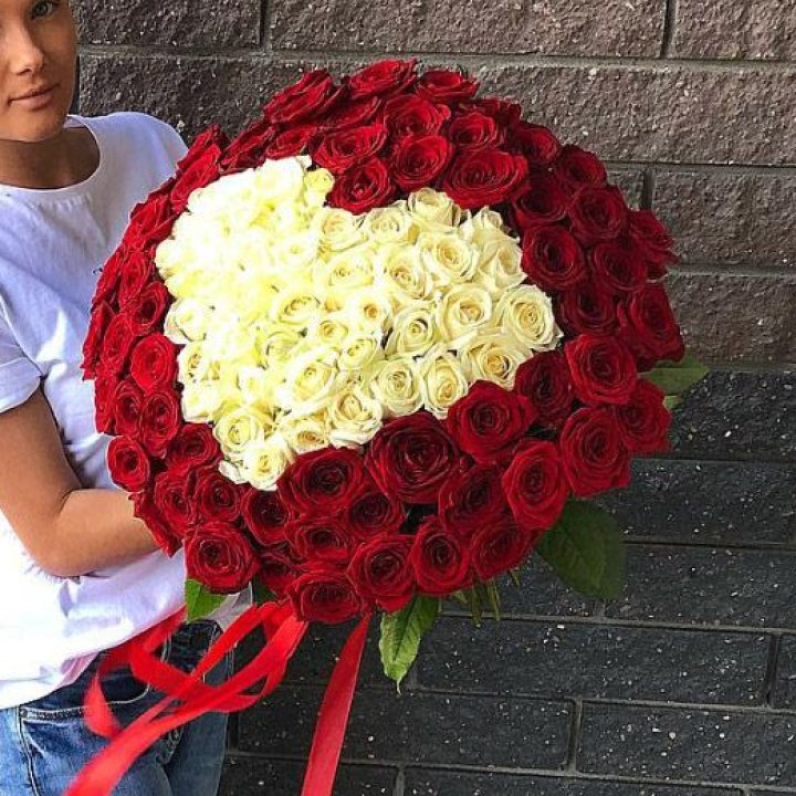 101 роза "Сердце" в Краснодаре