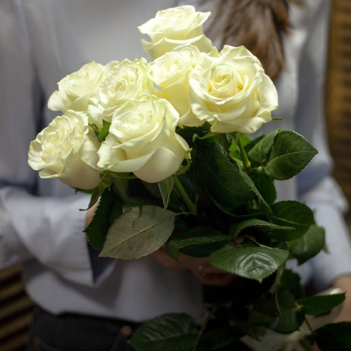 7 белых роз в Краснодаре