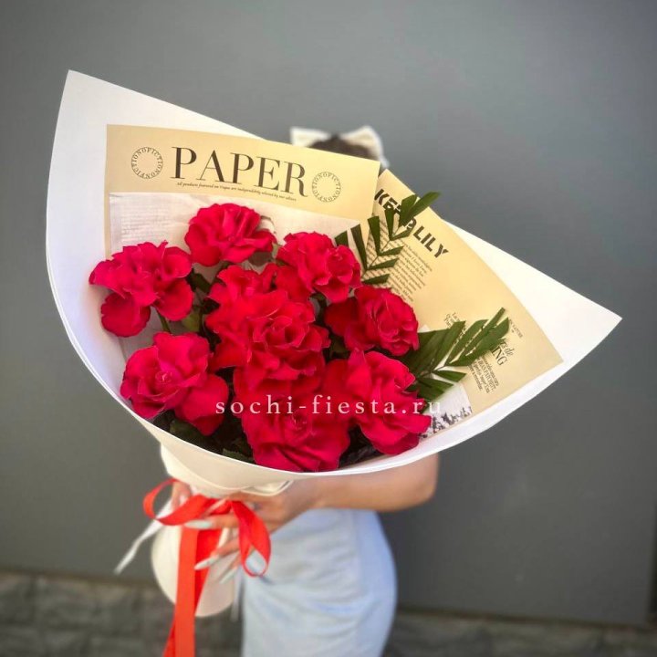 9 Красных французских роз Чико в Краснодаре