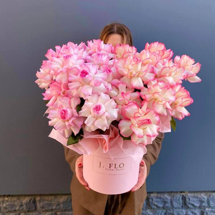 25 Французских роз микс в боксе в Краснодаре