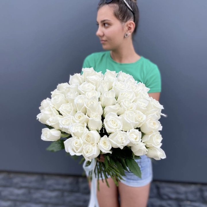 51 белая роза в Краснодаре