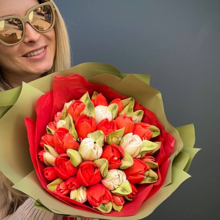 Зефирный букет из тюльпанов в Краснодаре